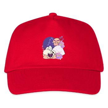 Anime-Junge und Tiere mit Augenklappen-Kunst - Kinder Basecap - Rot - Vorne