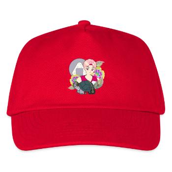 Anime Boy and Turtle with Walker Art - Kids’ Baseball Cap - red - Front