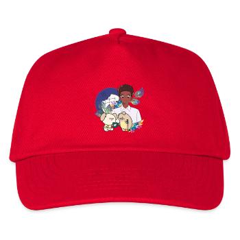 Anime Boy and Animals with Crutch Art - Kids’ Baseball Cap - red - Front