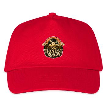 Honest Roads: Vintage-Folk/Vinyl/Roadtrip USA - Kinder Basecap - Rot - Vorne