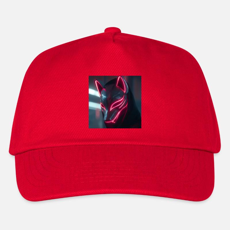 Neonfuchsmaske mit Leuchträndern - Kinder Basecap - Rot