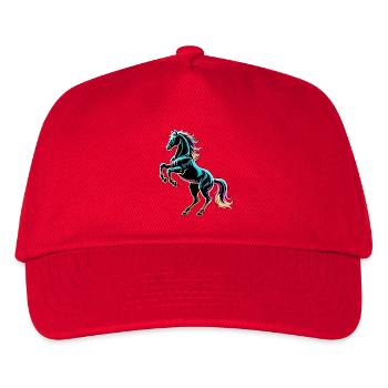 Pferdeneon Light Glitch Retro-Stil - Kinder Basecap - Rot - Vorne