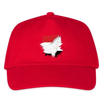 Der Kopf eines Abbayan-Pferdes und die Flagge des Jemen - Kinder Basecap - Rot - Vorne