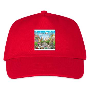 Farbenfrohe Zukunftsstadt - Kinder Basecap - Rot - Vorne
