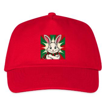 Hase mit Lust auf Weihnachten . KI generiert - Kinder Basecap - Rot - Vorne
