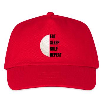 Eat Sleep Golf Repeat – Golfslogan - Kinder Basecap - Rot - Vorne