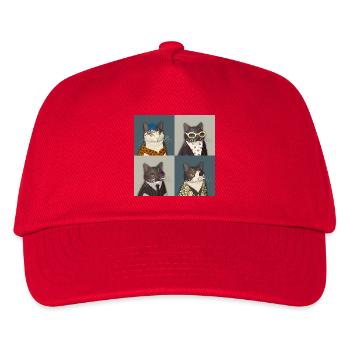 Rebel Chic Tuxedo Cat Quartett - Kinder Basecap - Rot - Vorne