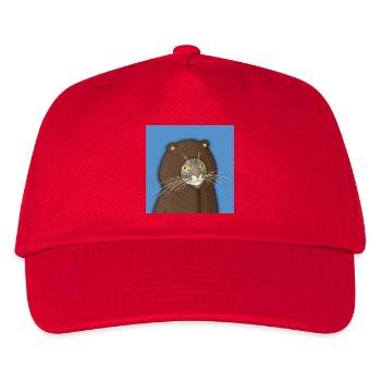 Bären-Kapuzen-Katzenporträt - Kinder Basecap - Rot - Vorne