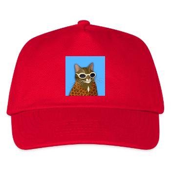 Getigerte Katze in Leopardenmuster - Kinder Basecap - Rot - Vorne