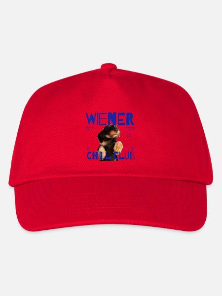 Wiener Chill Club Dackel T-Shirt - Kinder Basecap - Rot
