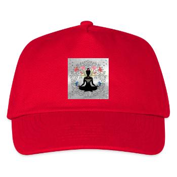 Mandala-Schmetterlings-Meditations-Silhouette - Kinder Basecap - Rot - Vorne