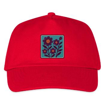 Lila Retro Blumen  - Kinder Basecap - Rot - Vorne