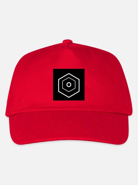Mehrstufiges Hexagon-Logo Schwarz - Kinder Basecap - Rot