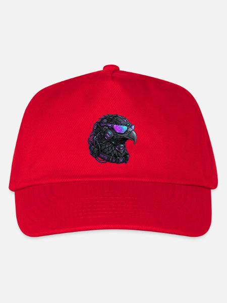 Cyberpunk Adler Streetwear Mech - Kinder Basecap - Rot