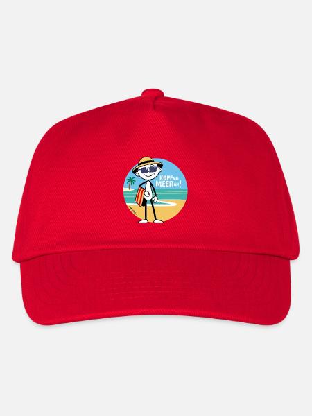 „Kopf aus - Meer an“ Strichel im Urlaubsmodus.🌞 - Kinder Basecap - Rot