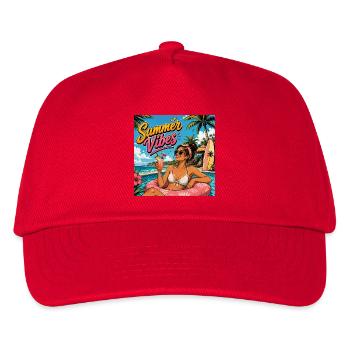 Summer Vibes  - Kinder Basecap - Rot - Vorne