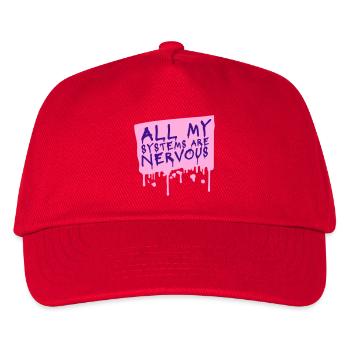 All My Systems Are Nervous Lustig Angst Nerd Logo - Kinder Basecap - Rot - Vorne
