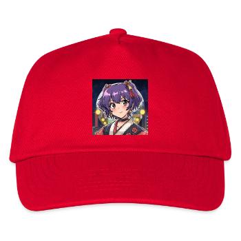 Manga-Stil-Aufkleber - Kinder Basecap - Rot - Vorne