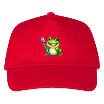 Grenouille verte avec brosse à dents – Personnage de bande dessinée Kawaii - Casquette de baseball Enfant - rouge - Devant