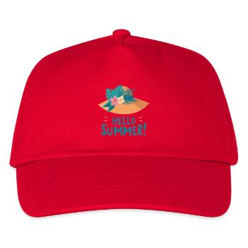 Hello Summer Straw Hat Illustration - Kids’ Baseball Cap - red - Front