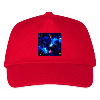 Kosmischer Aquarellnebel - Kinder Basecap - Rot - Vorne
