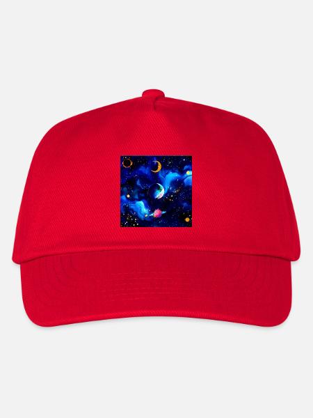 Kosmischer Aquarellnebel - Kinder Basecap - Rot