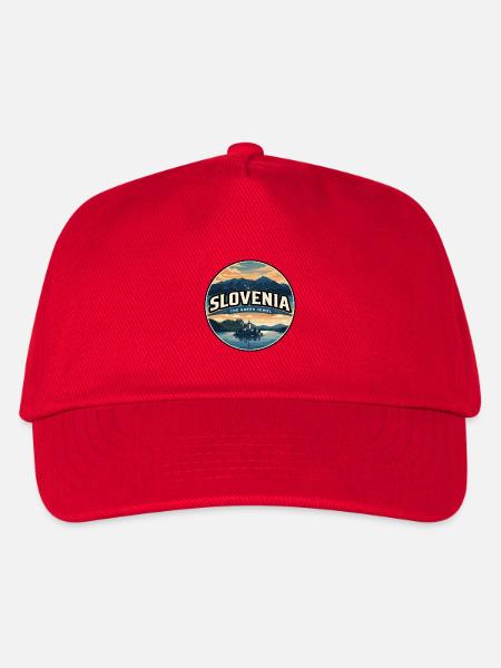 Retro-Slowenien-Lake Bled-Abzeichen - Kinder Basecap - Rot