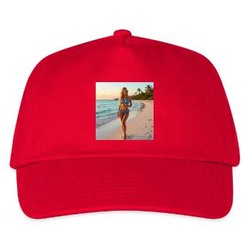 Blauer Bikini am Tropenstrand - Kinder Basecap - Rot - Vorne
