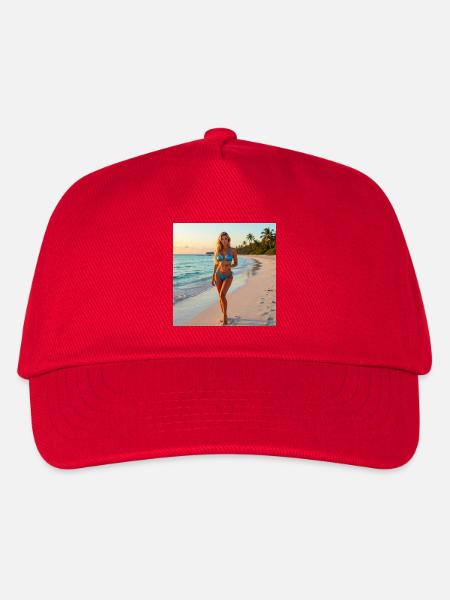 Blauer Bikini am Tropenstrand - Kinder Basecap - Rot