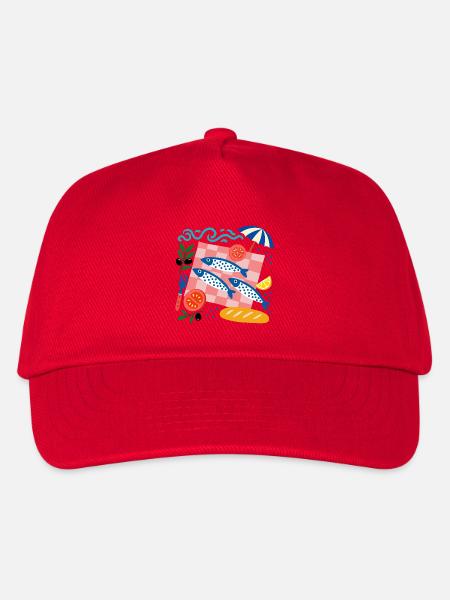 Sardinen-Picknick Mittelmeer-Illustration - Kinder Basecap - Rot