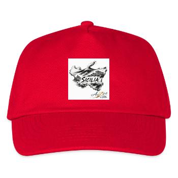 AZZO Sizilien Skizzenkarte - Kinder Basecap - Rot - Vorne