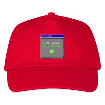 Support Ticket Closed IT Peace Restored Humor - Kinder Basecap - Rot - Vorne