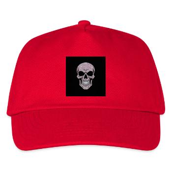 Glitzernder Totenschädel auf Schwarz - Kinder Basecap - Rot - Vorne