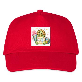 Hurra Schulbeginn 2026 Schildkröte - Kinder Basecap - Rot - Vorne