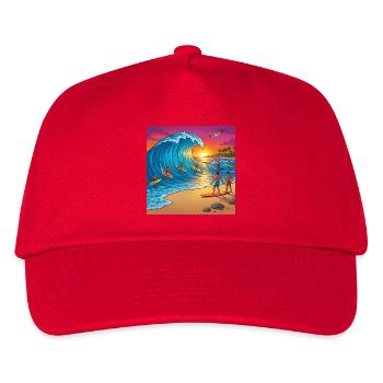Welle beim Sonnenuntergang - Kinder Basecap - Rot - Vorne