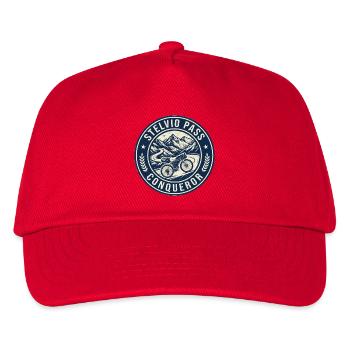 Stelvio Pass Conqueror Retro-Abzeichen - Kinder Basecap - Rot - Vorne