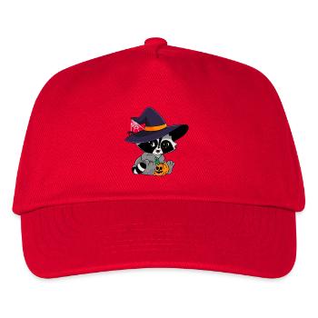 Snuggles der Waschbär im Halloweenkostüm. - Kinder Basecap - Rot - Vorne