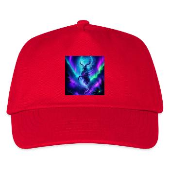 Northern Lights Moose Spirit in Aurora Sky - Kids’ Baseball Cap - red - Front