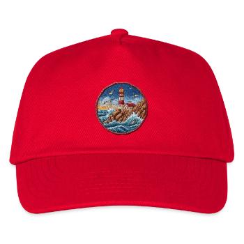 Lighthouse on the rough coastal reef patch - Kids’ Baseball Cap - red - Front