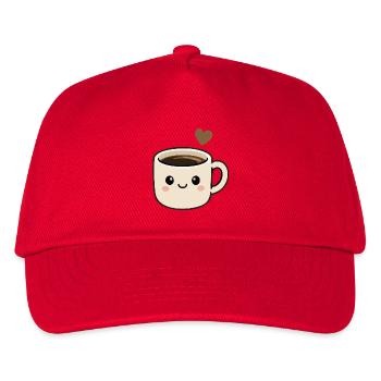Cute Kawaii Coffee Cup With Heart Sticker - Kids’ Baseball Cap - red - Front