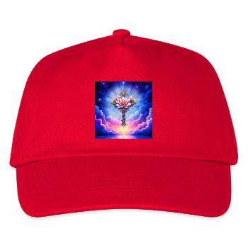 Floral Lotus Cross in Starry Sky - Kids’ Baseball Cap - red - Front