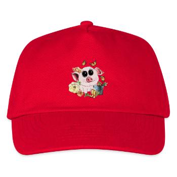 Cute piggy with googly eyes - Kids’ Baseball Cap - red - Front
