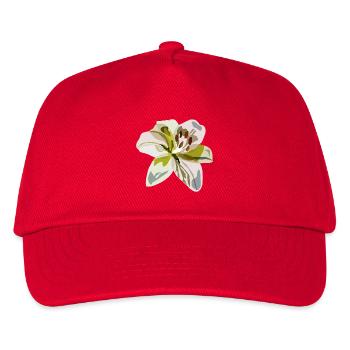 Minimalist Lily – Floral Illustration - Kids’ Baseball Cap - red - Front