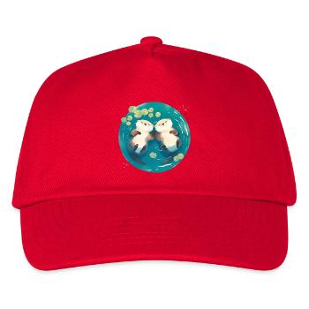 Otter Cute Valentine's Day Anniversary Wedding Anniversary Couple - Kids’ Baseball Cap - red - Front