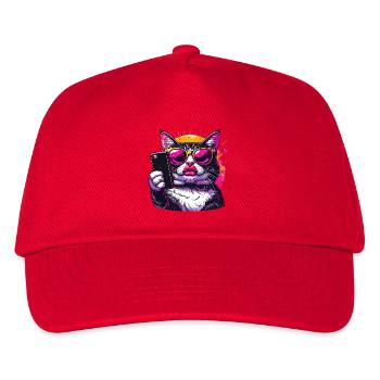 Cool Cat with Sunglasses – Selfie Cat Design - Kids’ Baseball Cap - red - Front