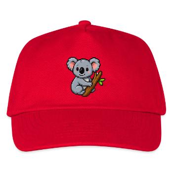Pixel koala on a branch – retro forest motif - Kids’ Baseball Cap - red - Front