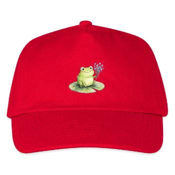 Grenouille mignonne avec des fleurs de myosotis - Casquette de baseball Enfant - rouge - Devant