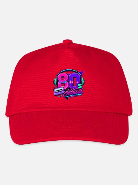 80s Kindheit Neon-Design mit Kopfhörern - Kinder Basecap - Rot