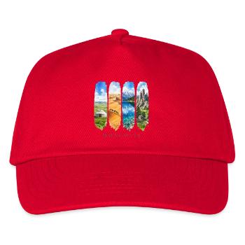 Mongolei Travel – Steppe & Nomaden Motiv - Kinder Basecap - Rot - Vorne