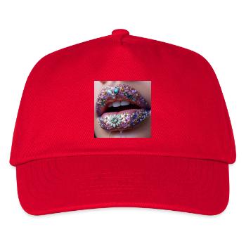 Juwelenverzierte Lippenkunst - Kinder Basecap - Rot - Vorne